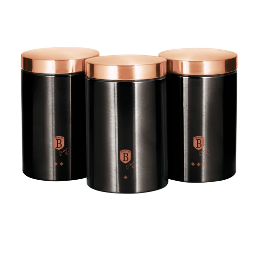 Berlinger Haus Canister Set, Black Rose Color, 3 Pieces Berlinger Haus Canister Set, Black Rose Color, 3 Pieces
