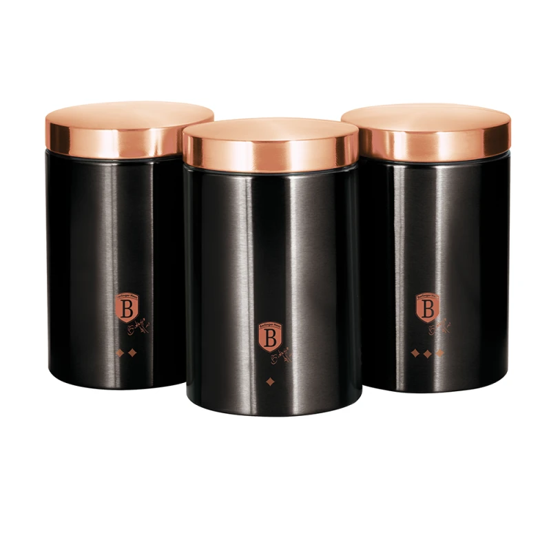 Berlinger Haus Canister Set, Black Rose Color, 3 Pieces - Berlinger Haus