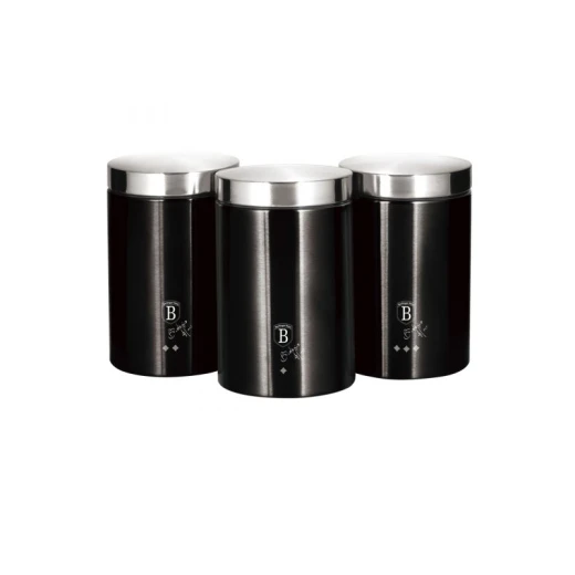 Berlinger Haus Canister Set, Black & Silver, 3 Pieces Berlinger Haus Canister Set, Black & Silver, 3 Pieces