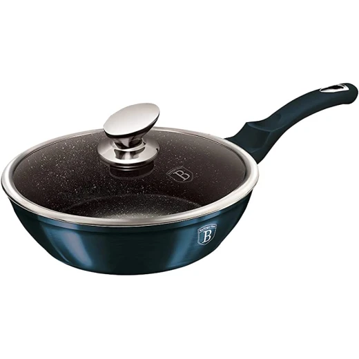 Berlinger Haus Metallic Deep Frypan With Lid, Aquamarine, 24 Cm