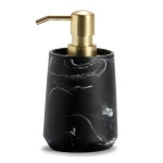 Soap Dispenser Black Polyresine Marble Effect & Gold Metal - Andrea