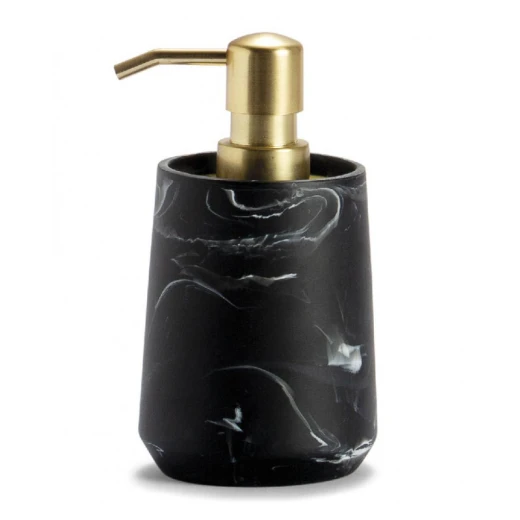 Soap Dispenser Black Polyresine Marble Effect & Gold Metal