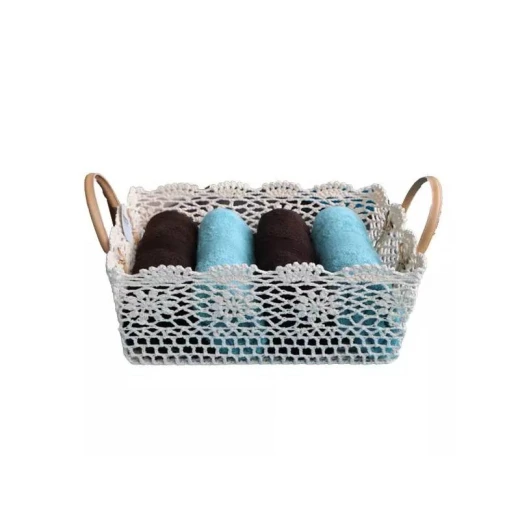 Nova Home Cotton Crochet Basket, Ivory Color, 40x31x15cm Nova Home Cotton Crochet Basket, Ivory Color, 40x31x15cm