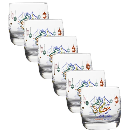 اكواب شرب بتصميم رمضان كريم, 325 مل، 6 قطع