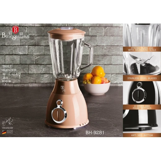 Berlinger Haus Table Blender, Rose Gold Color, 1,5 Liter - Berlinger Haus - Image 8