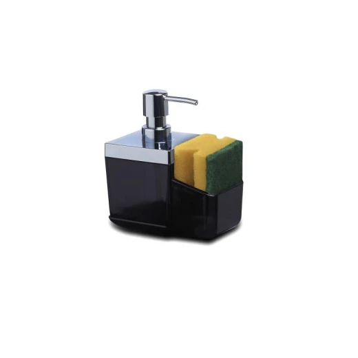 Primanova Toskana Kitchen Liquid Soap Dispenser & Sponge Cup, Black Clear Color Primanova Toskana Kitchen Liquid Soap Dispenser & Sponge Cup, Black Clear Color