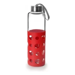Ibili Lake Glass Bottle, Red Color, 550ml