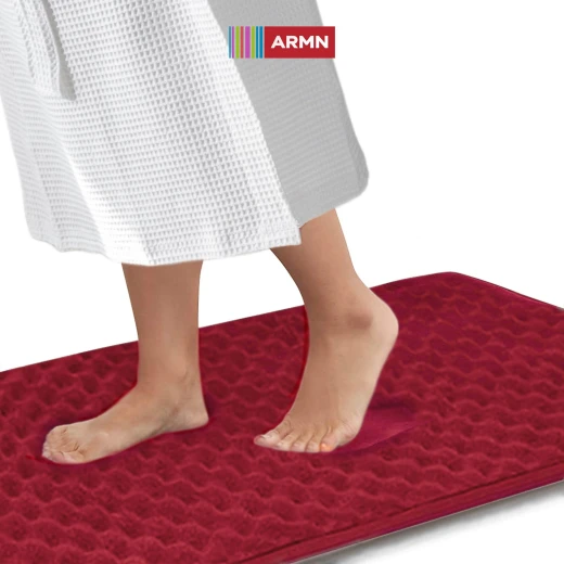 ARMN Clara Memory Foam Bath Rug, Burgundy Color, 60*90 Cm - Armn - Image 2