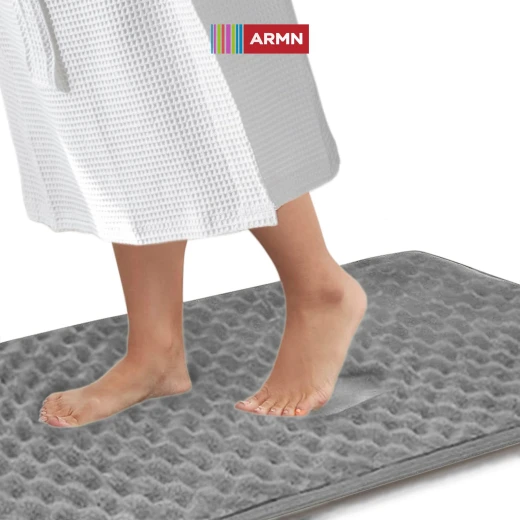 ARMN Clara Memory Foam Bath Rug, Grey Color, 70x120 Cm - Armn - Image 3