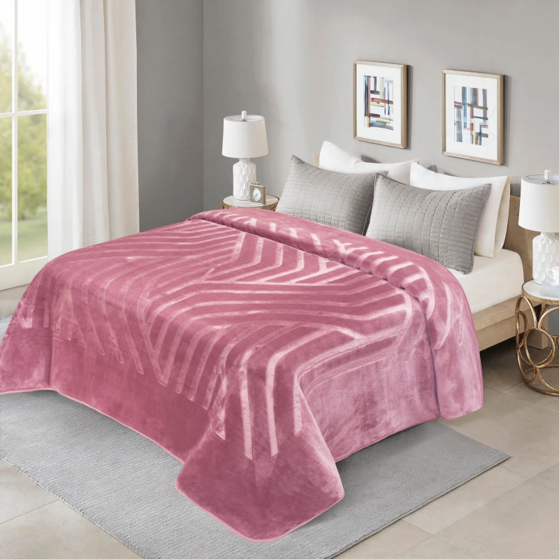 ARMN Cuddly Engraved Kingsize Blanket, Powder Pink Color - Armn
