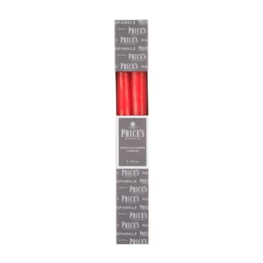 Price's Venetian Dinner Candles, Red Color, 2 Pieces - Price's - Image 2