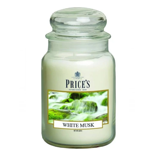 شمعة معطرة كبيرة بمرطبان وغطاء, المسك الابيض من برايسز شمعة معطرة كبيرة بمرطبان وغطاء, المسك الابيض من برايسز