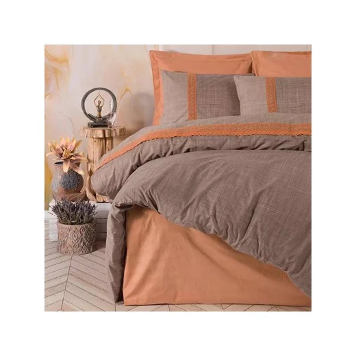 Nova Home Hazel Duvet Cover Set ,100% Cotton, Brown & Orange Color, King Size, 4 Pieces Nova Home Hazel Duvet Cover Set ,100% Cotton, Brown & Orange Color, King Size, 4 Pieces