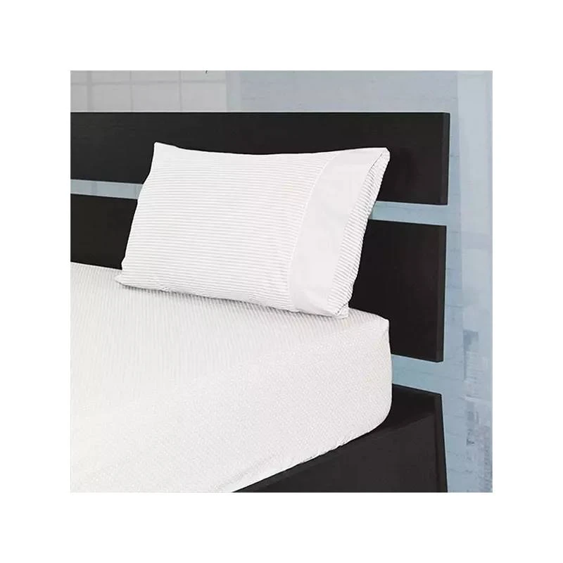 Cannon Dots & Stripes Bed Sheet Set, Poly Cotton, White Color, King Size,  4 Pieces - Cannon