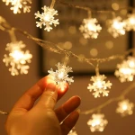 حبل إضاءة زينة رمضان ، بتصميم رقاقات الثلج، باللون الاصفر, 2.70 متر