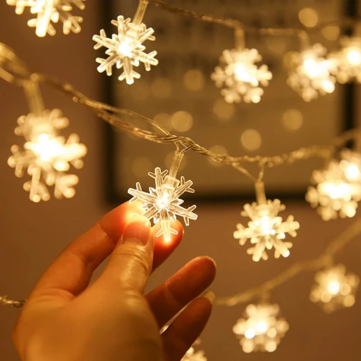 حبل إضاءة زينة رمضان ، بتصميم رقاقات الثلج، باللون الاصفر, 2.70 متر حبل إضاءة زينة رمضان ، بتصميم رقاقات الثلج، باللون الاصفر, 2.70 متر