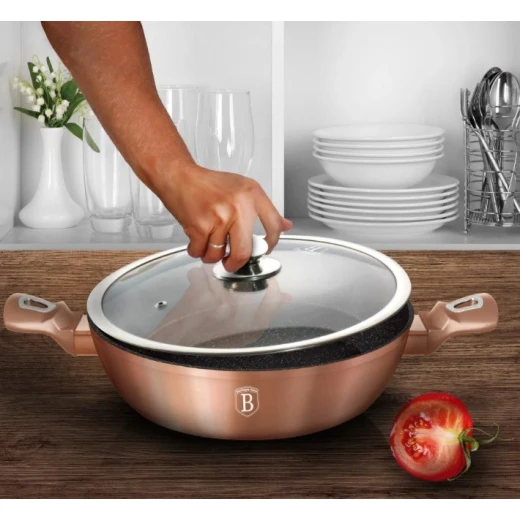 Berlinger Haus Metallic Shallow Pot With Lid, Gold Rose Color, 28 Cm - Berlinger Haus - Image 5