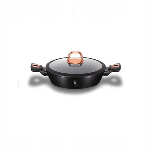 Berlinger Haus Metallic Shallow Pot With Lid, Black Color, 28 Cm Berlinger Haus Metallic Shallow Pot With Lid, Black Color, 28 Cm