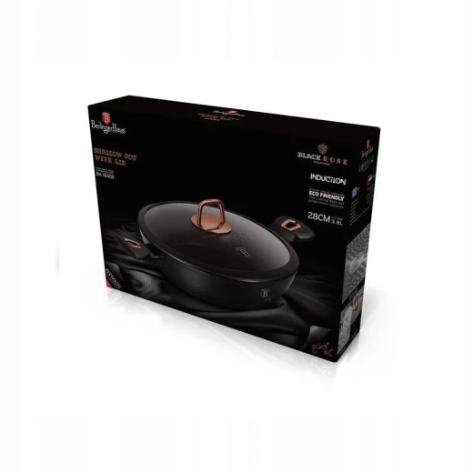 Berlinger Haus Metallic Shallow Pot With Lid, Black Color, 28 Cm - Berlinger Haus - Image 3