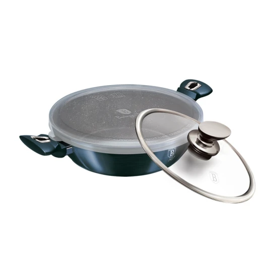 Berlinger Haus Metallic Shallow Pot With Lid, Petrol Color, 24 Cm - Berlinger Haus - Image 2
