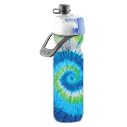 O2Cool Mist N Sip Insulated Water Bottle, Green & Blue Pattern