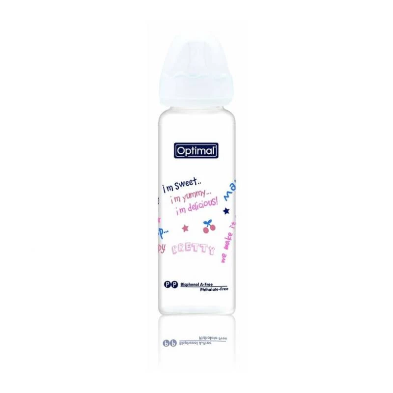 Optimal Glass Feeding Bottle Colored, 240ml - Optimal