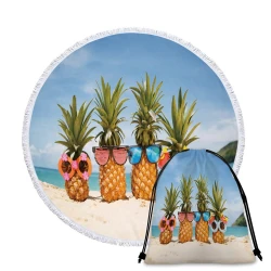 Aqua Poncho , Round Beach Towel , 150 cm , with Bag
