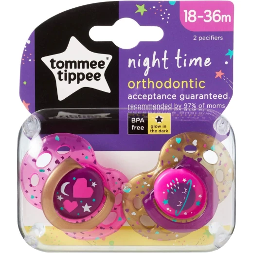 لهاية للاطفال نايت تايم, 18-36 لاشهر, زهري, قطعتين من تومي تيبي لهاية للاطفال نايت تايم, 18-36 لاشهر, زهري, قطعتين من تومي تيبي