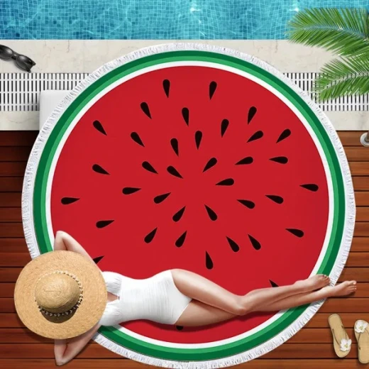 Round Beach Towel, Watermelon Design Round Beach Towel, Watermelon Design