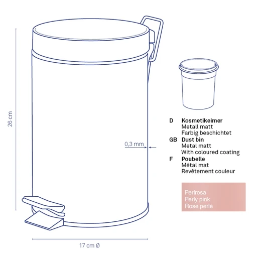 Kela Monaco Waste Pedal Bin Pink Color, 3 Liter - Kela - Image 2