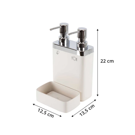Primanova Viva Double Liquid Soap Dispenser with Spong Dish, Beige Color - Primanova - Image 2