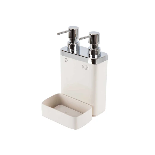 Primanova Viva Double Liquid Soap Dispenser with Spong Dish, Beige Color