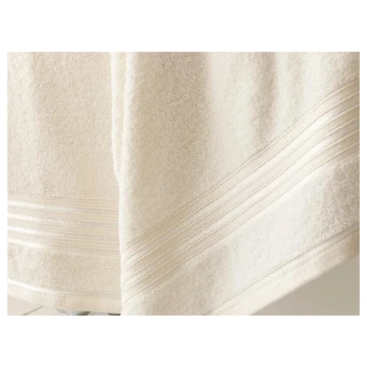 طقم مناشف حمام مخططة رومانسية, لون بيج فاتح, 50*85 + 70 150 سم, قطعتان من انجلش هوم - انجلش هوم - Image 2