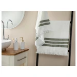 طقم مناشف حمام مخططة قطنية ريترو, لون اخضر, 50*85 + 75*150 سم, قطعتان من انجلش هوم - انجلش هوم