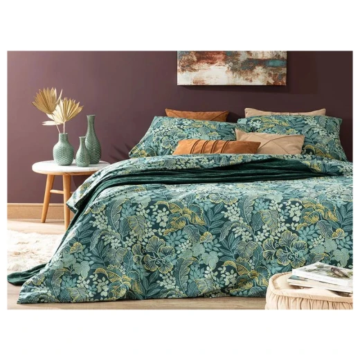 طقم غطاء لحاف قطن سوبر كينج, لون اخضر, 220* 260 سم, 3 قطع من انجلش هوم طقم غطاء لحاف قطن سوبر كينج, لون اخضر, 220* 260 سم, 3 قطع من انجلش هوم