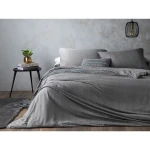 طقم غطاء لحاف أورورا سيلكي تاتش مقاس سوبر كينج بلس, لون رمادي, 240* 260 سم, 4 قطع من انجلش هوم - انجلش هوم