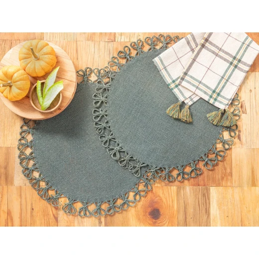 مفرش طاولة من الجوت, 37*5*15 سم, اخضر, قطعتين من انجلش هوم
