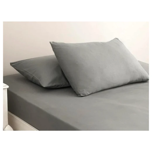 شرشف سرير كينج قطن سادة, لون رمادي, 240*280 سم من انجلش هوم شرشف سرير كينج قطن سادة, لون رمادي, 240*280 سم من انجلش هوم