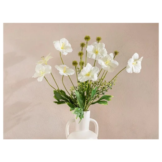 زهرة بلاستيك فرع واحد, لون ابيض, 60 سم من انجلش هوم - انجلش هوم - Image 2