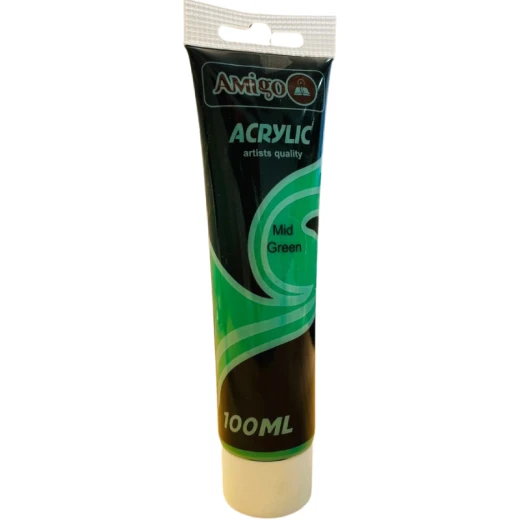 Amigo Acrylic Artist Color, 100ml, Mid Green Amigo Acrylic Artist Color, 100ml, Mid Green