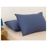 غطاء وسادة قطن سادة, لون ازرق, 50*70 سم, قطعتان من انجلش هوم - انجلش هوم
