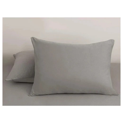غطاء وسادة قطن سادة, لون رمادي, 50*70 سم, قطعتان من انجلش هوم - انجلش هوم - Image 2