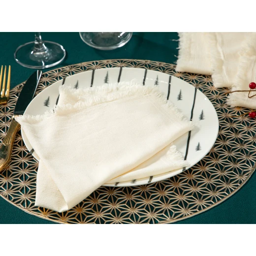 مناديل ضيوف قطنية, أبيض غامق, 40*40 سم, 6 قطع من انجلش هوم - انجلش هوم - Image 3