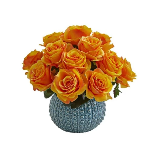 Armn Faux Single Stem Rose, Orange