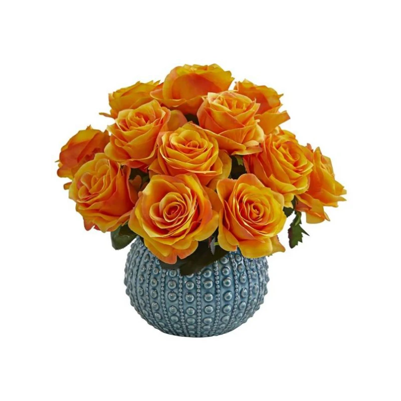 Armn Faux Single Stem Rose, Orange - Armn