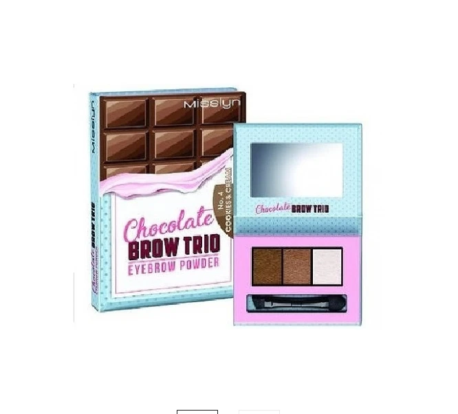 Misslyn Chocolate Brow Trio Eyebrow Powder Kit Natural Look Makeup 4 Shades Defined Brows Long Lasting - Misslyn