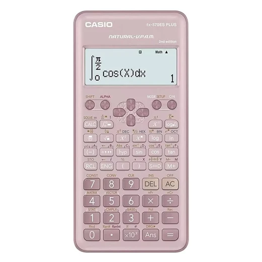 من كاسيوآلة حاسبة علمية 417 دالة Fx 570es Plus-2 الإصدار الثاني، وردية اللون من كاسيوآلة حاسبة علمية 417 دالة Fx 570es Plus-2 الإصدار الثاني، وردية اللون