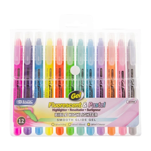 Bazic Gel Highlighter Pen , 12 Packs Bazic Gel Highlighter Pen , 12 Packs