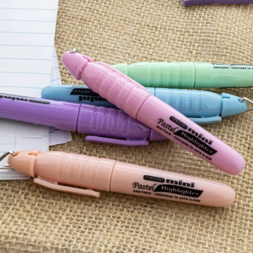 Bazic Mini Pastel Highlighter With Cap Clip, 5 Pieces - Bazic - Image 3