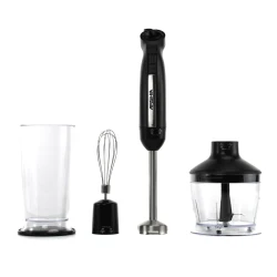 Arshia 3-in-1 Hand Blender – 1000W Power – 5 Speed Settings with Turbo Function – Elegant Black Design – Stainless Steel Blades – Blender, Chopper & Whisk Attachments